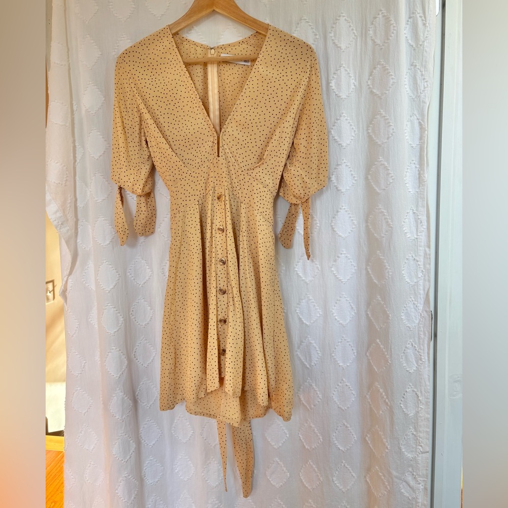 Faithfull the Brand Beige Polka Dot Dress